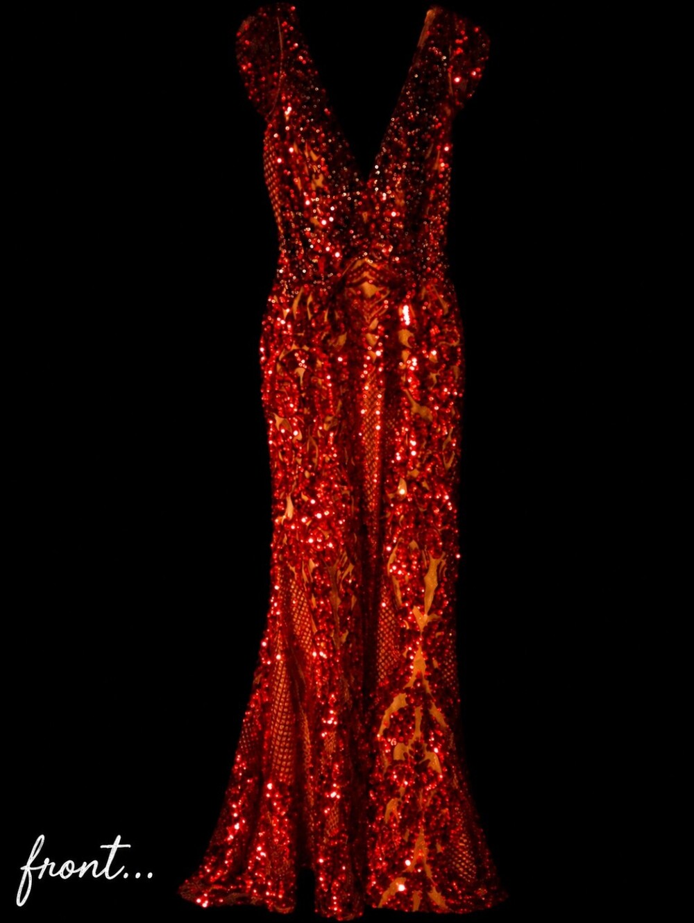 Vintage Dancing Queen Red Sequin Gown
